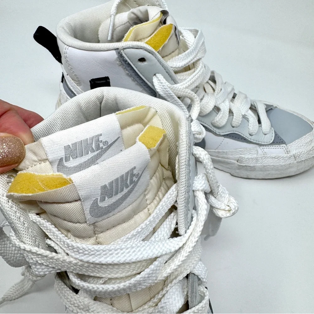 Nike sacai x Blazer Mid White Grey Tennis Shoe Sneakers - Picture 10 of 14